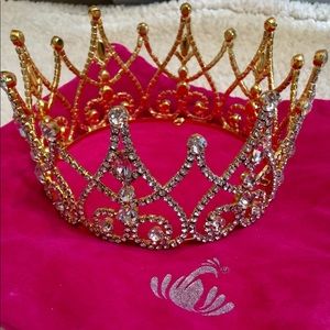 Elegant Rhinestone Crystal Gold Crown/Tiara